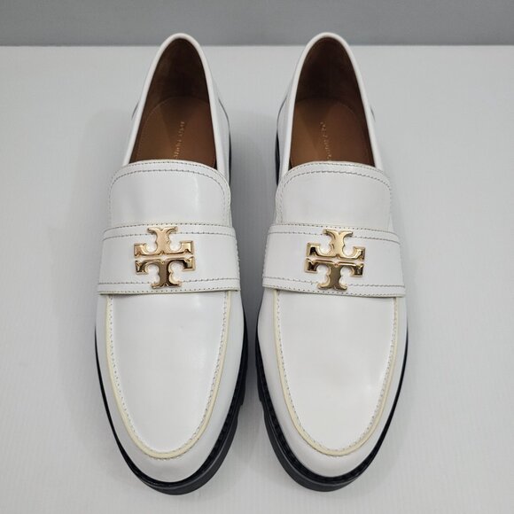 Tory Burch Everly Mini Loafer Womens 10.5 White Leather Chunky Platform Lug Sole - Picture 6 of 16